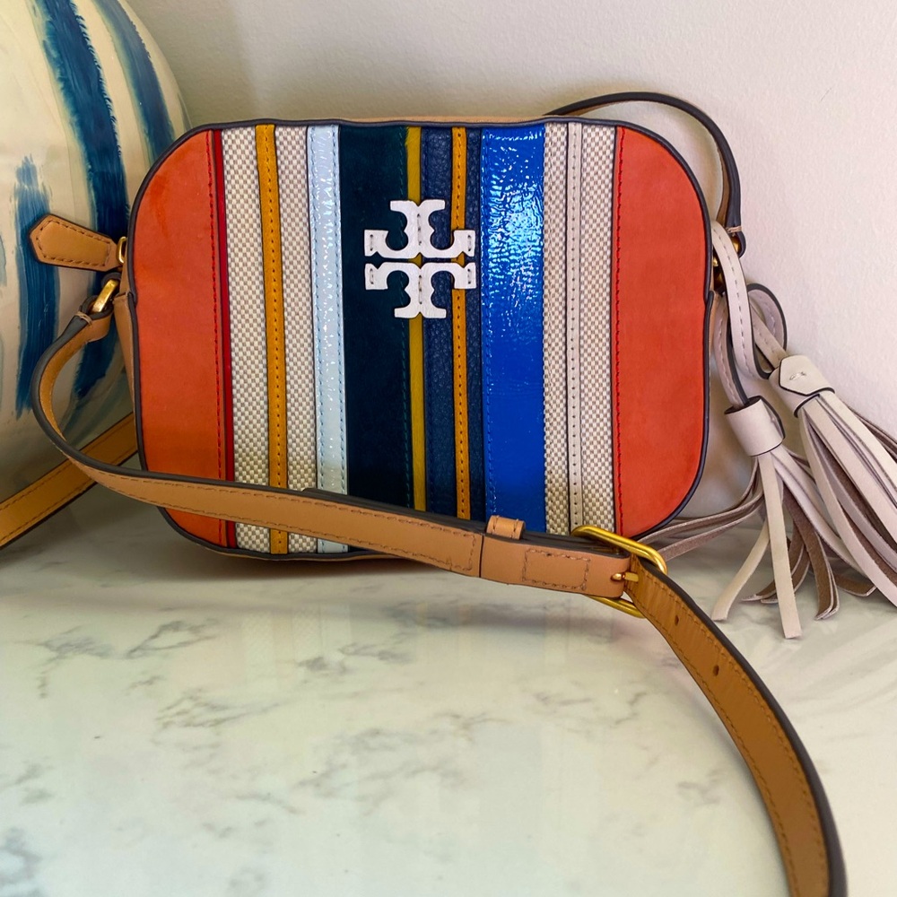 Tory Burch Multicolor Striped Crossbody Bag EUC